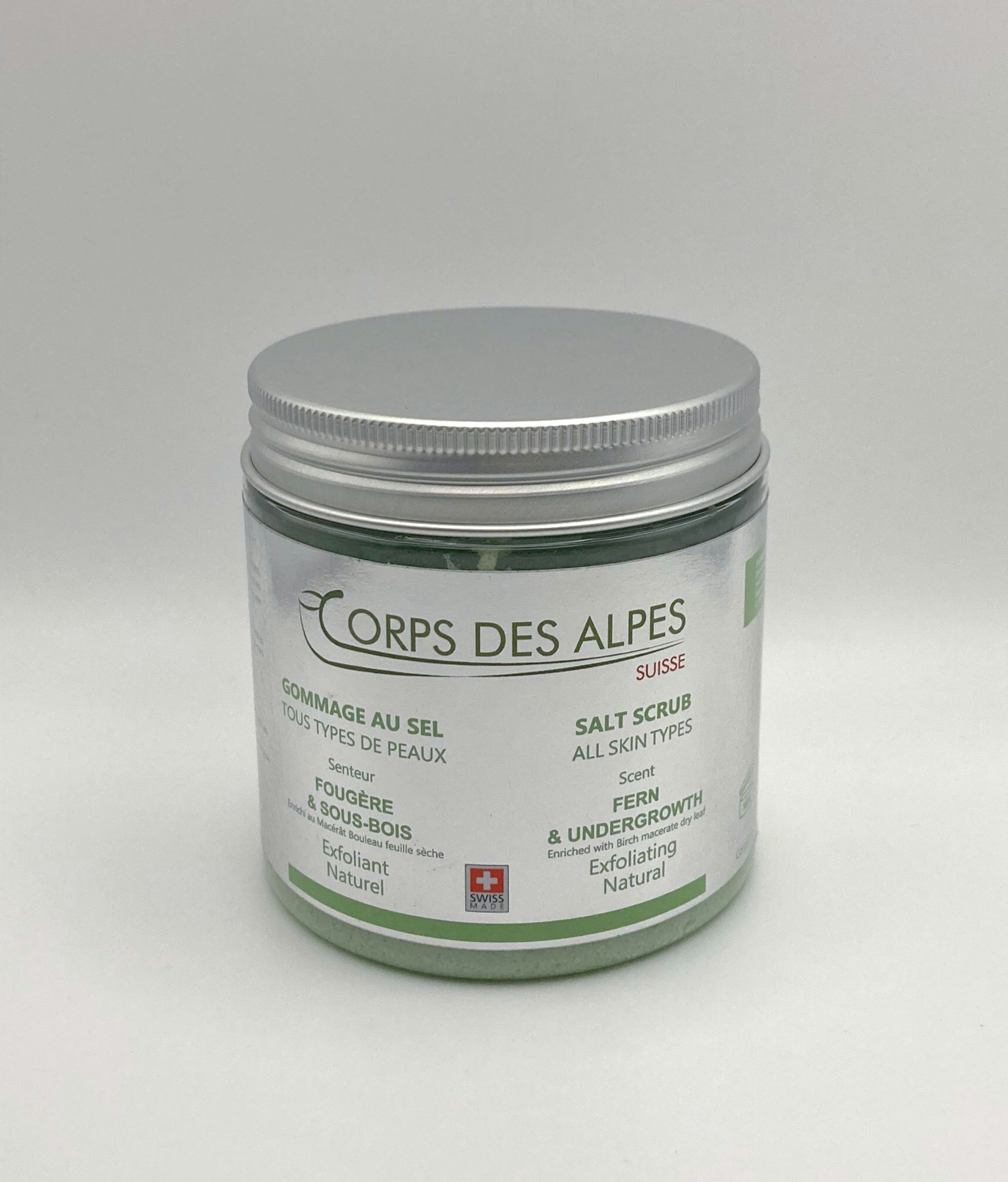 Gommage au sel senteur Fougère & Sous-Bois, Corps des Alpes Cosmétiques Naturels, La Verrerie, image 2 | Mimelis